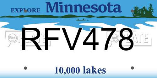 RFV478 Minnesota License Plate