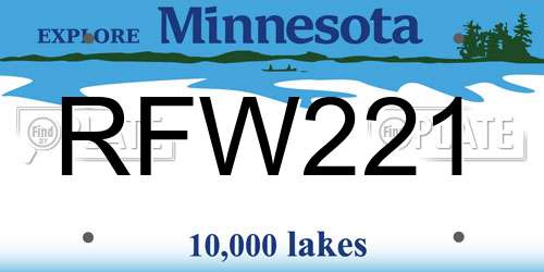 RFW221 Minnesota License Plate