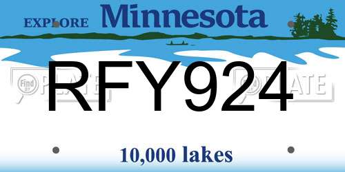 RFY924 Minnesota License Plate