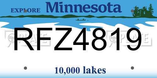 RFZ4819 Minnesota License Plate