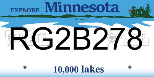 RG2B278 Minnesota License Plate