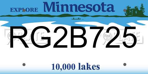 RG2B725 Minnesota License Plate