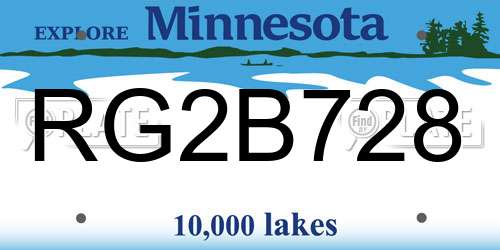 RG2B728 Minnesota License Plate