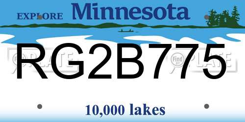 RG2B775 Minnesota License Plate
