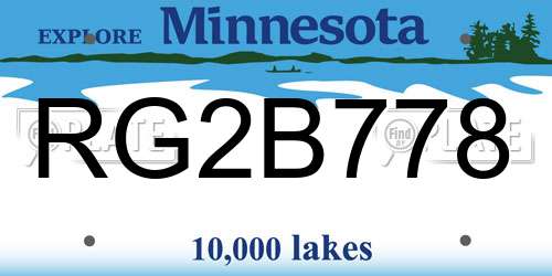 RG2B778 Minnesota License Plate