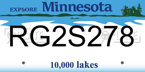 RG2S278 Minnesota License Plate