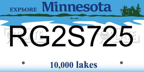 RG2S725 Minnesota License Plate