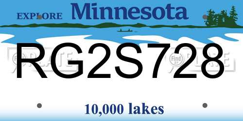 RG2S728 Minnesota License Plate
