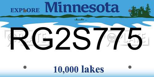 RG2S775 Minnesota License Plate