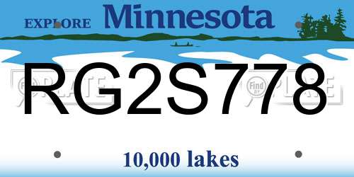 RG2S778 Minnesota License Plate