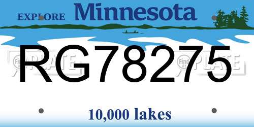 RG78275 Minnesota License Plate