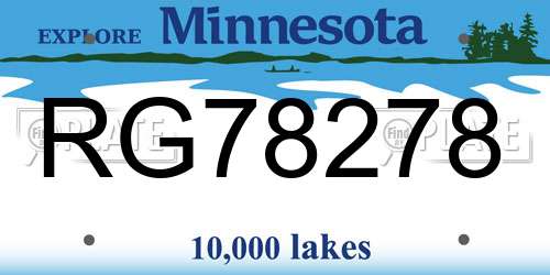 RG78278 Minnesota License Plate