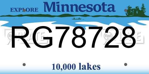 RG78728 Minnesota License Plate