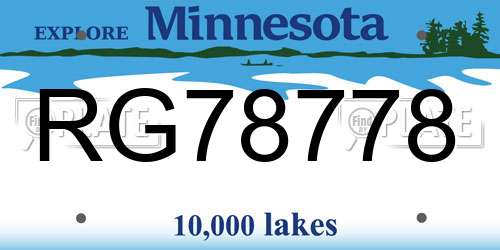 RG78778 Minnesota License Plate