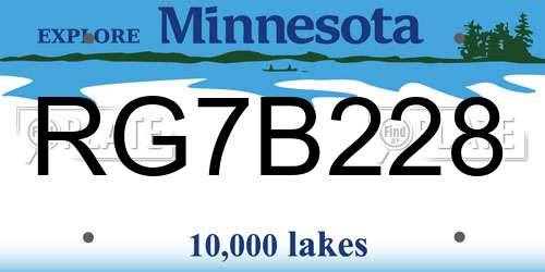 RG7B228 Minnesota License Plate