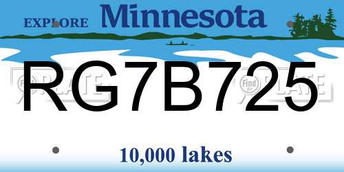 RG7B725 Minnesota License Plate