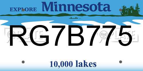 RG7B775 Minnesota License Plate