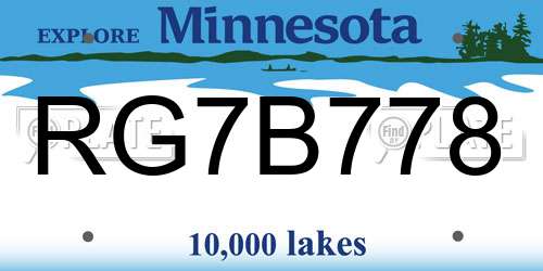 RG7B778 Minnesota License Plate
