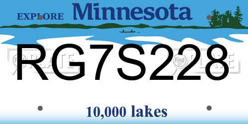 RG7S228 Minnesota License Plate