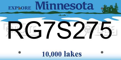 RG7S275 Minnesota License Plate