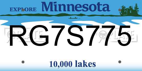 RG7S775 Minnesota License Plate