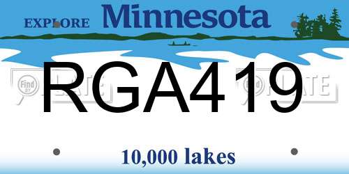 RGA419 Minnesota License Plate