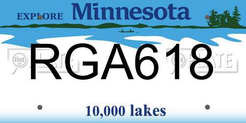 RGA618 Minnesota License Plate