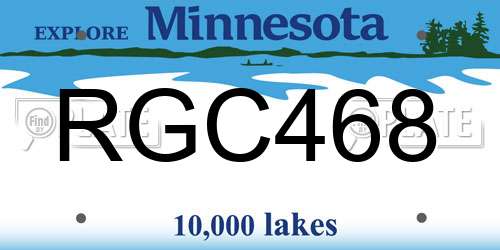 RGC468 Minnesota License Plate