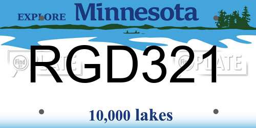 RGD321 Minnesota License Plate
