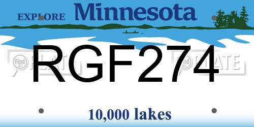 RGF274 Minnesota License Plate