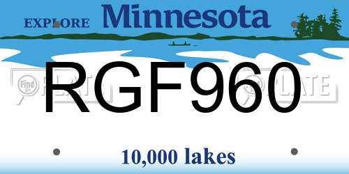 RGF960 Minnesota License Plate