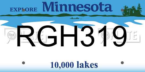 RGH319 Minnesota License Plate