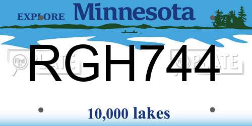 RGH744 Minnesota License Plate