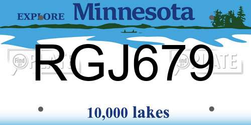 RGJ679 Minnesota License Plate