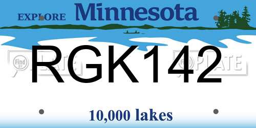 RGK142 Minnesota License Plate