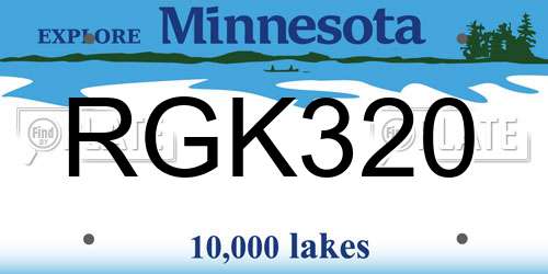 RGK320 Minnesota License Plate