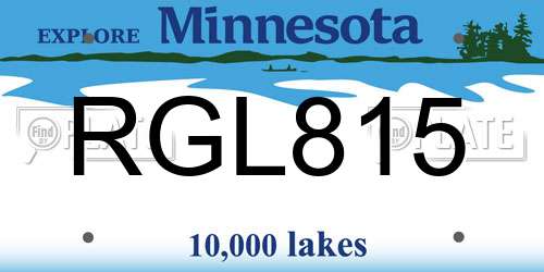 RGL815 Minnesota License Plate