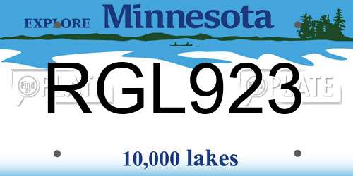 RGL923 Minnesota License Plate