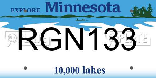 RGN133 Minnesota License Plate