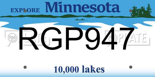 RGP947 Minnesota License Plate