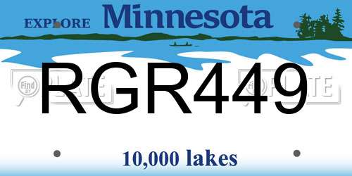 RGR449 Minnesota License Plate