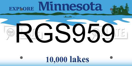 RGS959 Minnesota License Plate