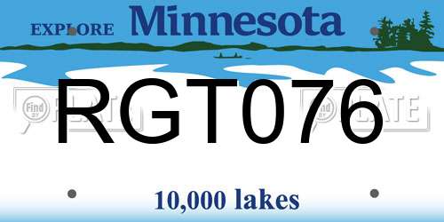 RGT076 Minnesota License Plate
