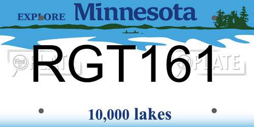 RGT161 Minnesota License Plate