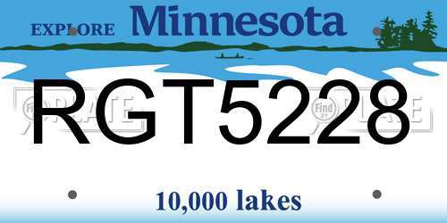RGT5228 Minnesota License Plate