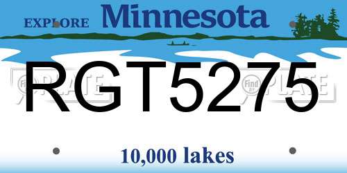 RGT5275 Minnesota License Plate