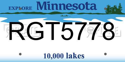 RGT5778 Minnesota License Plate