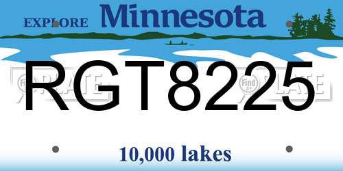 RGT8225 Minnesota License Plate
