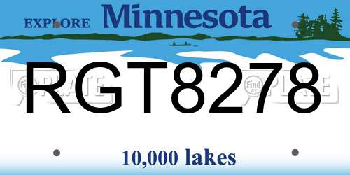 RGT8278 Minnesota License Plate