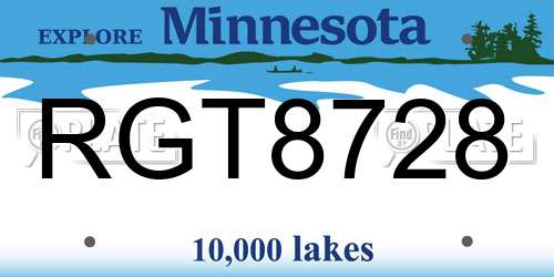 RGT8728 Minnesota License Plate